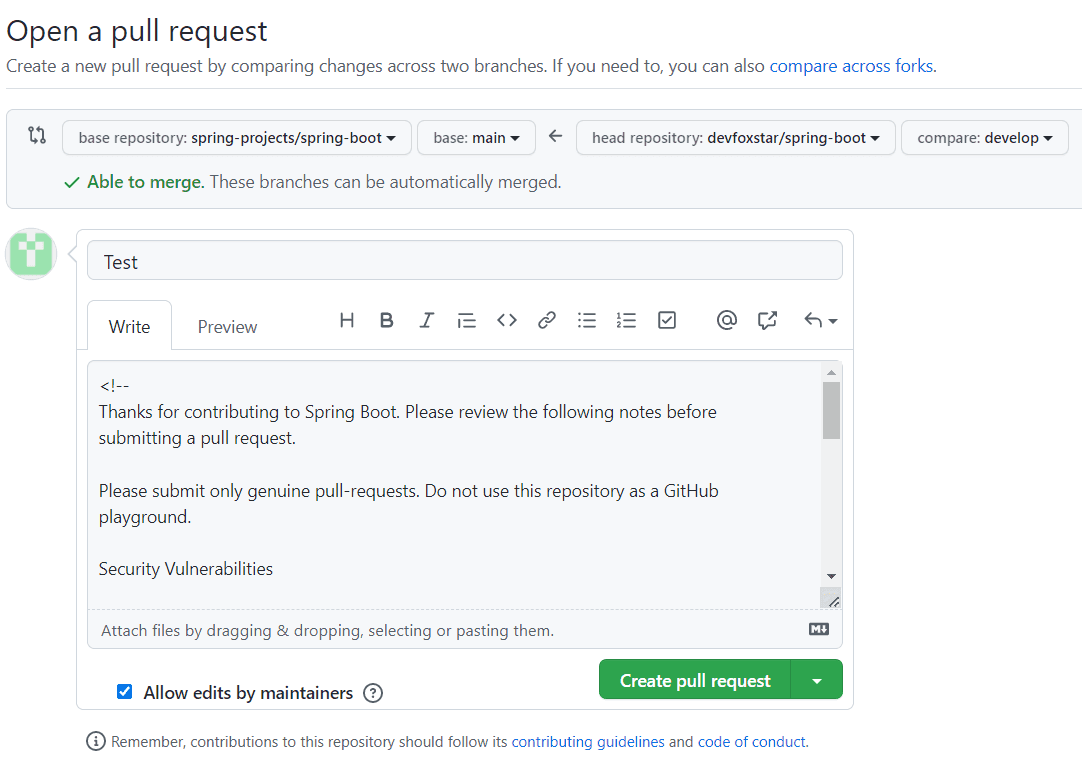 Create pull request