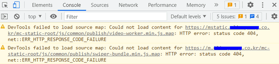 크롬 개발자 도구 콘솔 오류 (DevTools failed to load source map) | 개기심사 - 개발 블로그